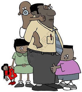 说明一个黑人与他的儿子女儿背景图片