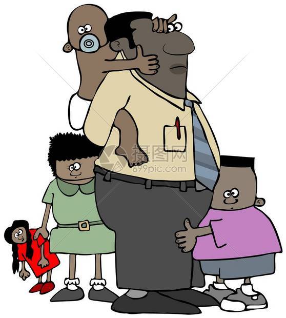 说明一个黑人与他的儿子女儿图片