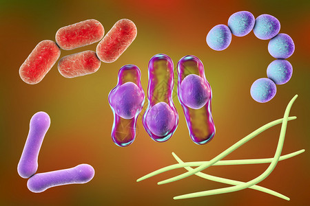 彩色背景上的微生物图片