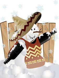 墨西哥圣诞雪人的插图图片