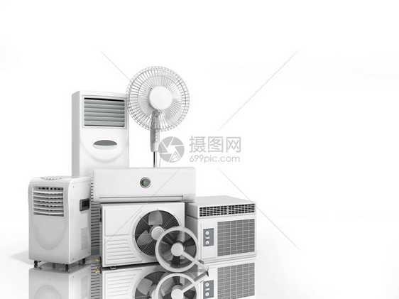 白色背景3d重发器空调设图片