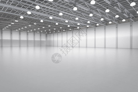 3d用吊灯渲染内部空工厂背景图片