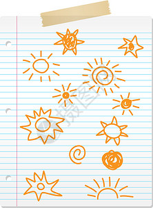 横格纸上手绘太阳涂鸦的集合图片