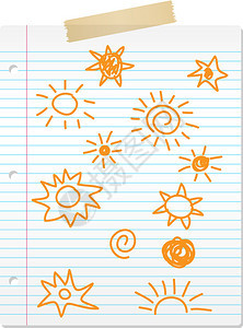 横格纸上手绘太阳涂鸦的集合图片