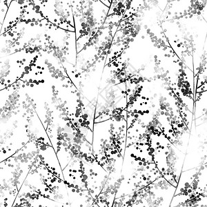 高山草甸草甸本和花卉的水彩剪影印记手绘无缝图案数字混插画
