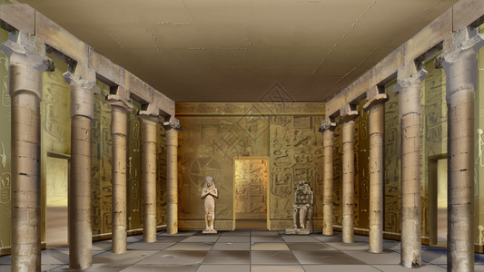 高古埃及寺庙大厅的数码绘画配图片