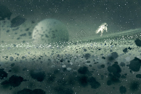 漂浮在小行星田神秘空间插图图片