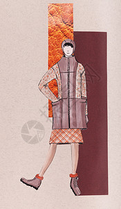 女装模型秋季服装带口袋和帽背景图片