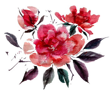 手绘水彩羊角面包插图版正插画  |手绘水彩可爱图案的美丽树叶印花