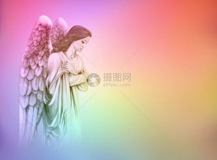彩虹上的守护天使彩色毕业背景有巨图片