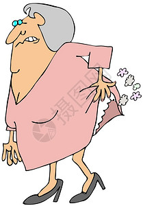 这个插图描绘了一位老妇人徒步图片