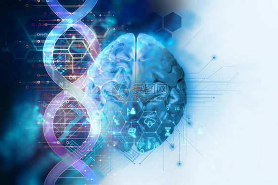 3d在DNA分子的抽象技术背景生物化学概念和遗传理论上说明大脑的图片