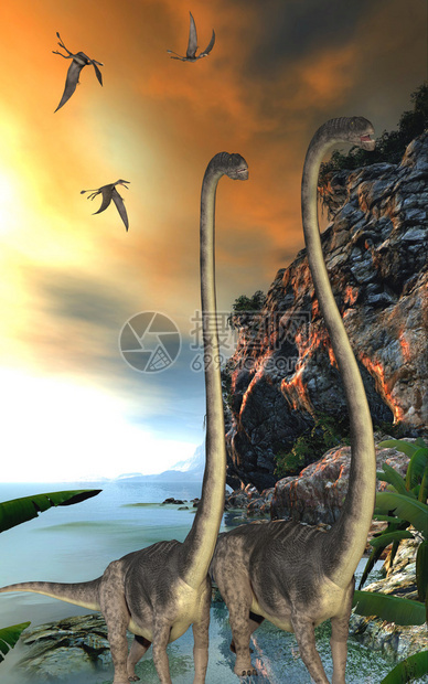 多里格纳图斯恐龙爬行动物飞过两只乌米龙恐沿着陡图片