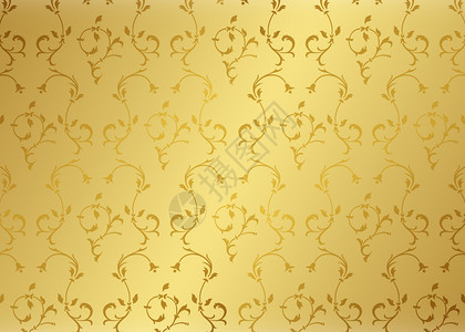 金色背景上的锦缎花设计图片