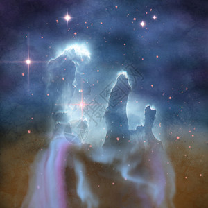 宇宙机器人创世支柱是鹰星云的一部分由星际灰尘和插画