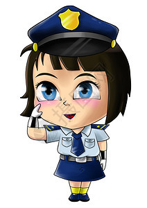 可爱的女警察卡通插图背景图片