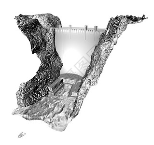 3D详细描述一个大坝的风格霍弗大图片