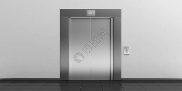 内厅闭门的现代金属电梯图片