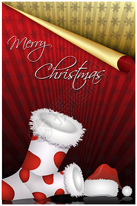 圣诞袜子和圣诞帽在圣诞背景上的插图图片