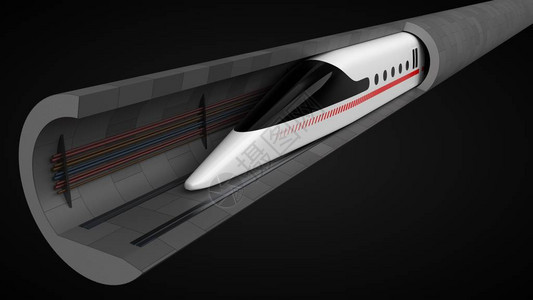 高速火车磁悬浮和真空隧道技术的概念设计适用于技术交通和火车主题图片