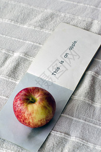 阅读卡上的新鲜苹果读的是伊格利什语中图片