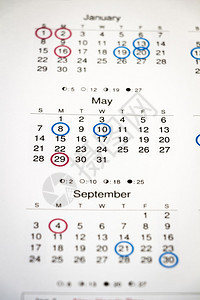 在日历中标记的日期重背景图片