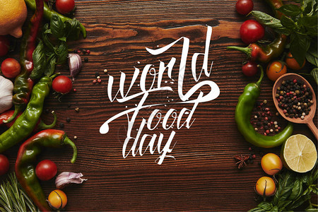 以世界食物日为字母的木本上方新鲜健图片