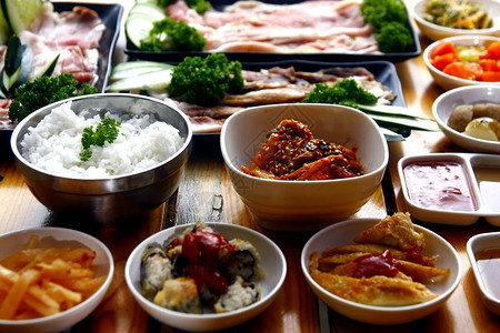 韩国肉菜蔬新鲜食材照片图片