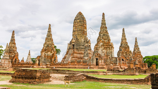 泰国Ayutthaya历史公园的佛教寺庙WatChaiwatth图片