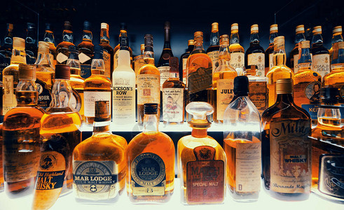 爱丁堡的苏格兰威士忌收藏图片