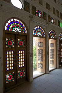 伊朗亚兹德KhaneLary住宅的建筑细节House是一个富裕商人家庭的豪宅它建于1860年图片