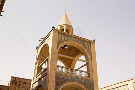 伊朗斯法罕万克大教堂庭院中塔的建筑细节凡大教堂是在伊斯法罕亚美尼亚区建立的首批教堂之一围场始于1606年图片