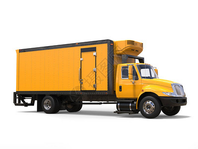 明亮的黄色现代货运卡车图片