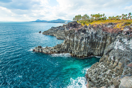 韩国济州岛的中文大浦背景图片