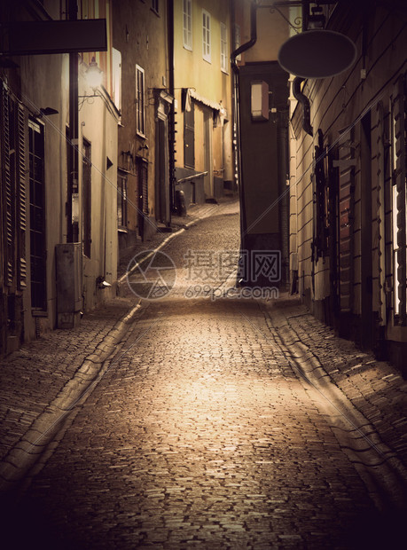 夜里在斯德哥尔摩老城图片