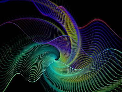 抽象的多色螺旋折形图案计算图片