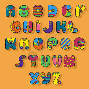 色彩多的字母超英雄风格带亮装饰元背景图片