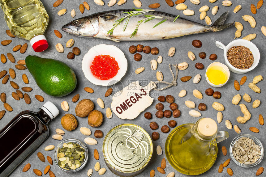 产品脂肪酸Omega3的来源一套富含脂肪酸的天然食品有益健康和均衡饮食的物有词的小切图片