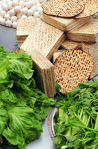 犹太逾越节期间的传统的传统礼仪餐图片