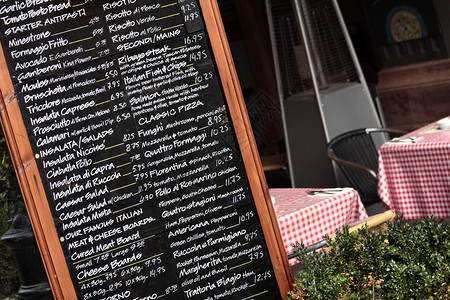 意大利餐厅有意大利语和英语菜单板图片