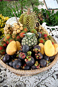 篮子中的许多水果是泰背景图片