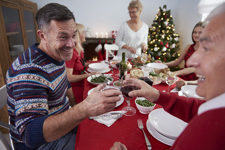 圣诞节快乐的家庭饮酒健康图片