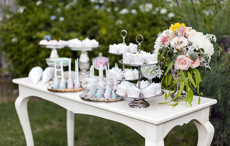 草坪婚礼甜品桌图片