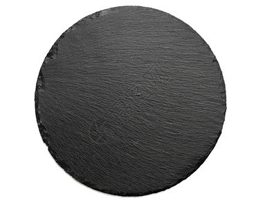 孤立的黑色圆形石板菜背景图片