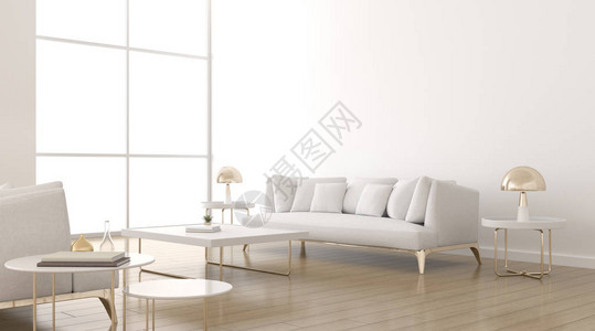 客厅用织物沙发和白墙圆边桌的面积观察图片