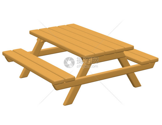 野餐桌的3d渲染图片