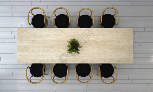 现代餐厅的室内设计理念与砖墙纹理背景图片