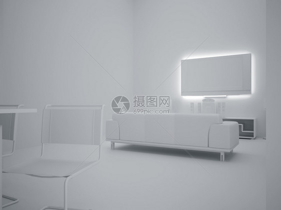 高分辨率图像内部3D插图现代图片