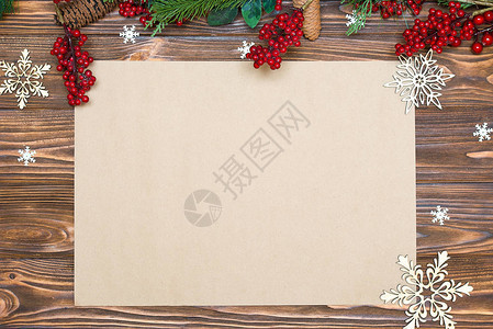 圣诞节背景圣诞节日贺卡顶视图用于节日问候的牛皮纸新图片