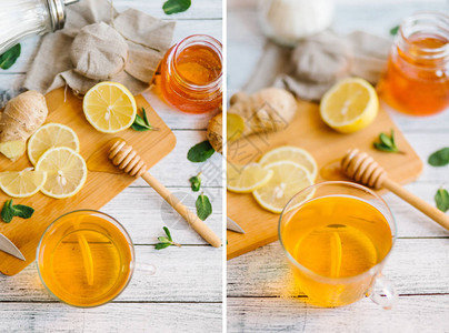 用柠檬和蜂蜜加热姜茶图片